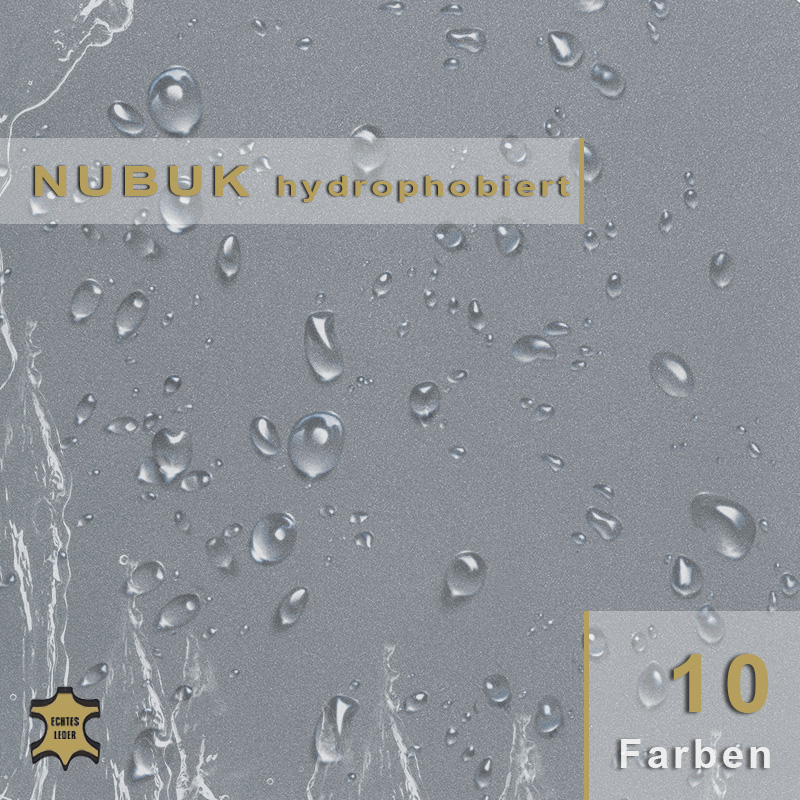 Nubuk Leder | hydrophobiert Hydrophobiertes Nubukleder - Wasserabweisendes und atmungsaktives Leder für Automotive und Möbel.