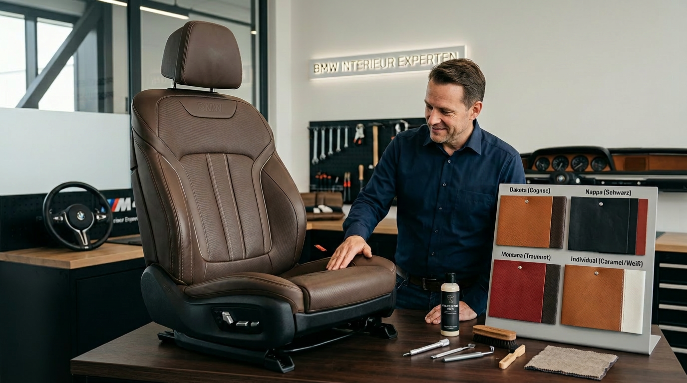 BMW Leder im Experten-Check: Materialgerechte Restauration und Werterhalt für das Cockpit auf projektleder.de Sattler untersucht bayerische Interieur-Kultur und BMW Leder von Dakota bis Individual auf projektleder.de.