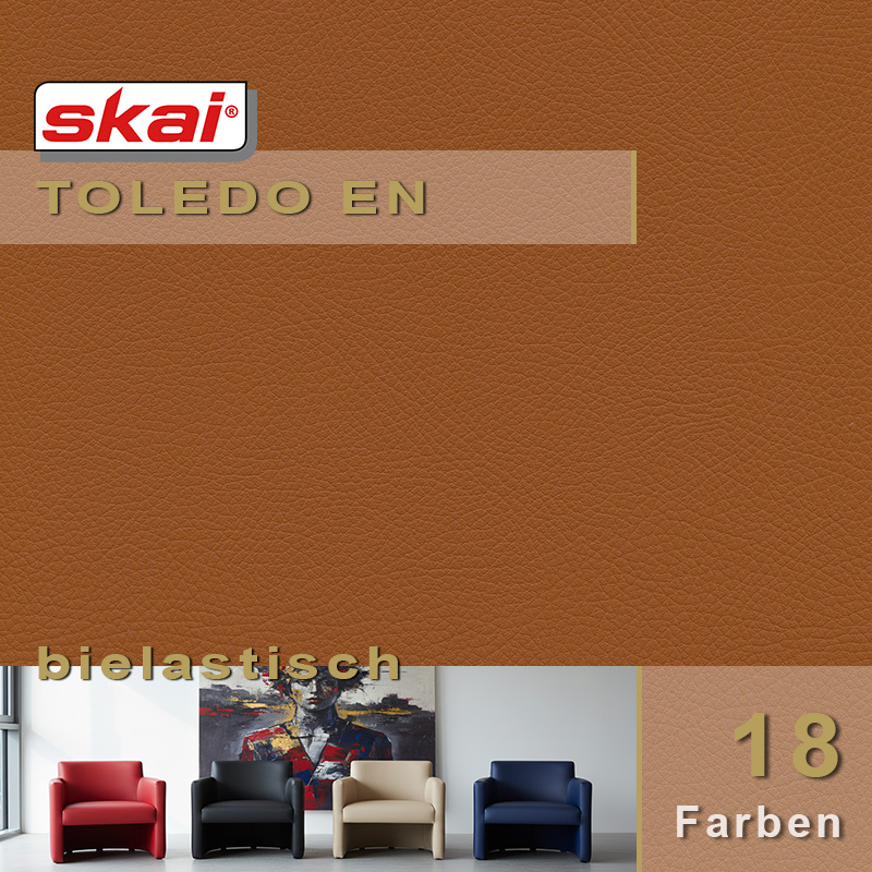 skai® Toledo EN | bielastisch skai Toledo EN bielastisch - Robustes Polsterkunstleder mit Rindsledernarbung für Mobilität und Healthcare.