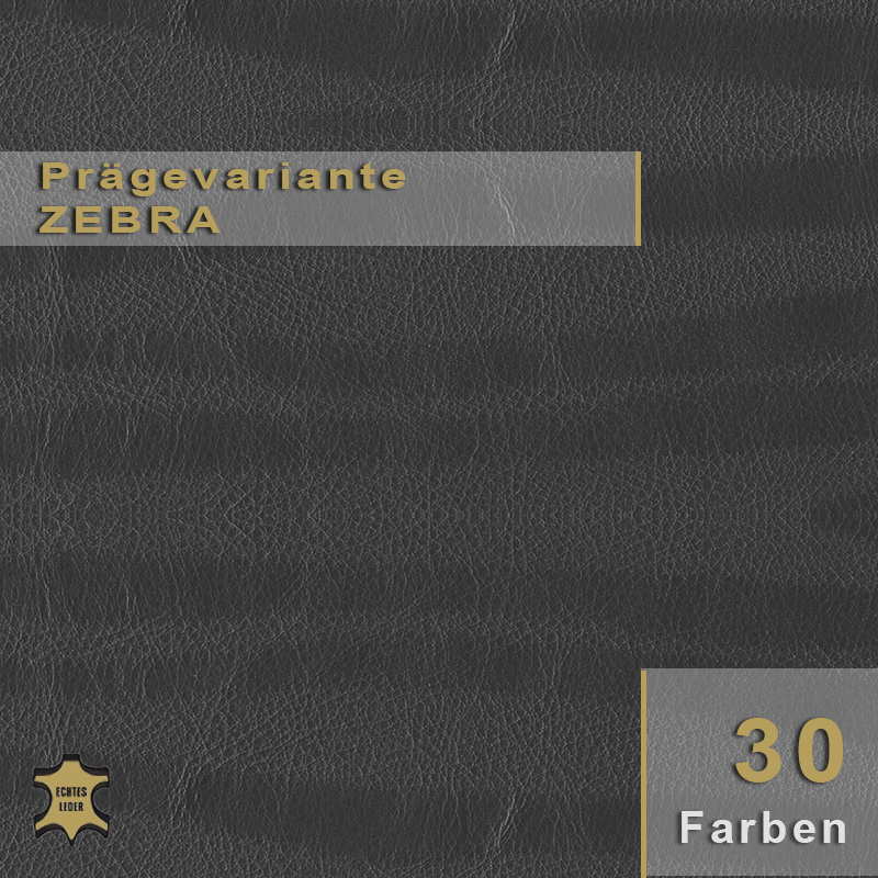 Design-Leder Zebraoptik Design-Leder mit Zebra-Prägung und Streifen-Muster für kreative Designprojekte.