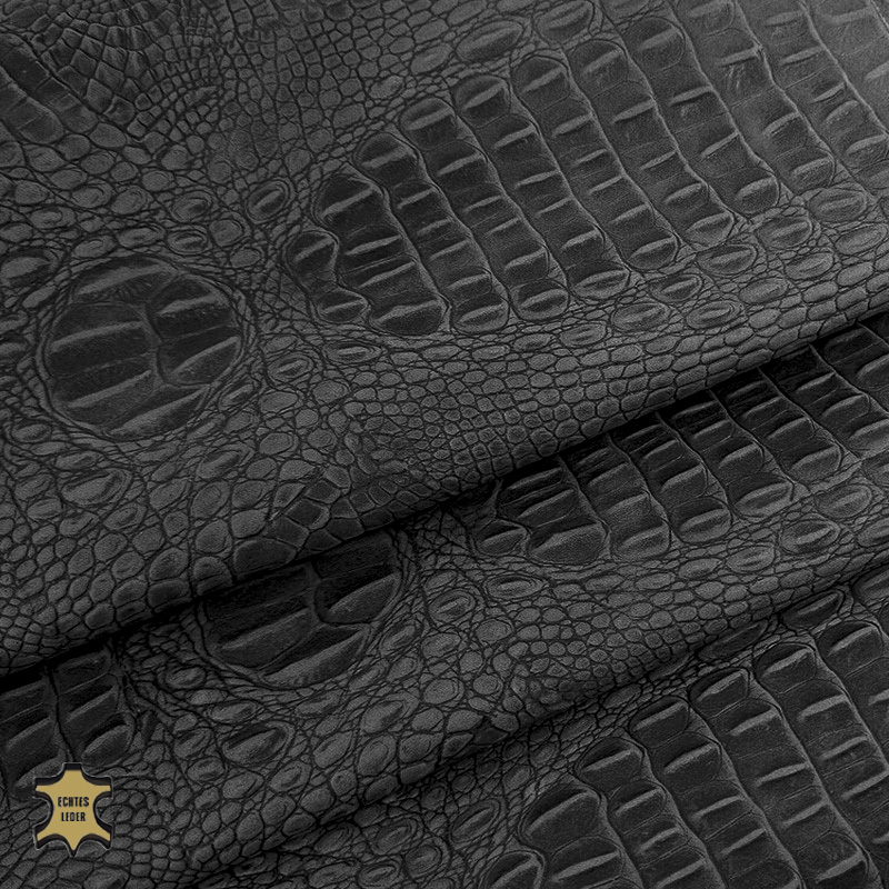  Echtes Leder Krokodiloptik | Nappaleder black