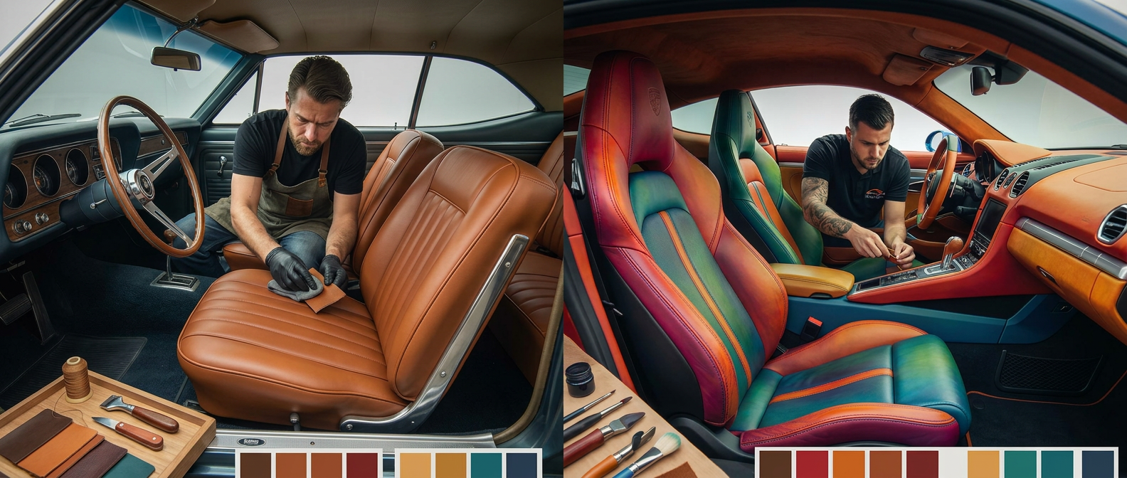 Maßgeschneiderte Sonderfertigung für Leder im Bereich der Oldtimer-Restauration sowie für individuelle Tuning-Projekte.