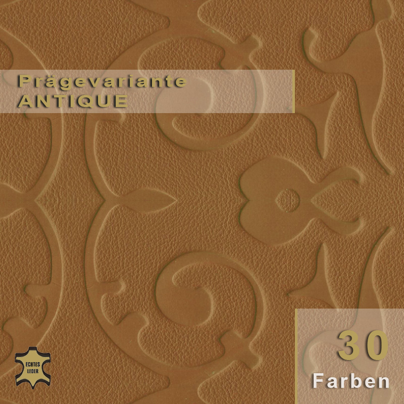 Design-Leder Antique (Ornament) Design-Leder mit Ornament-Prägung im Antique-Stil für dekorative Wandgestaltung.