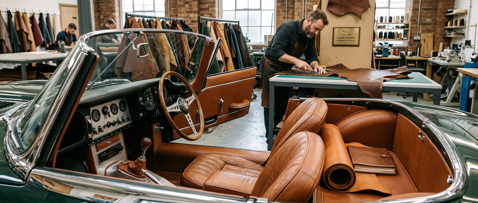 Oldtimerleder Herstellung – Handwerkskunst für exklusive Classic Cars Traditionelle Herstellung von kopfgefärbtem Oldtimerleder für die authentische Restaurierung von Classic Cars wie Mercedes-Benz und Ferrari.