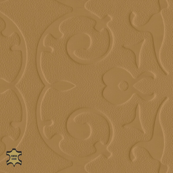 Echtleder | Ornamentoptik (Lederprägung Antique) golden brown