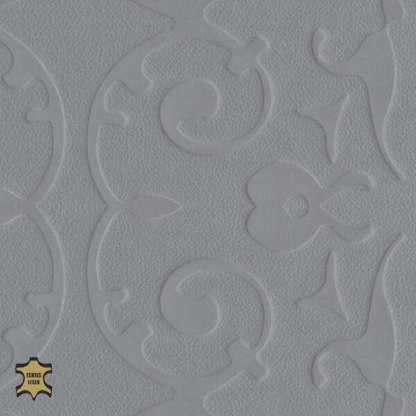 Echtleder | Ornamentoptik (Lederprägung Antique) bright gray