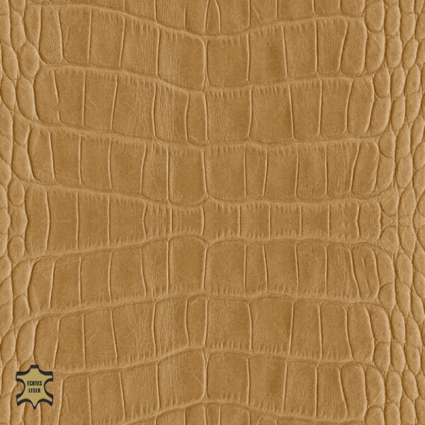 Echtleder | Cayman/Kroko-Optik (Lederprägung Cayman) brown beige