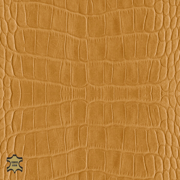 Echtleder | Cayman/Kroko-Optik (Lederprägung Cayman) golden brown